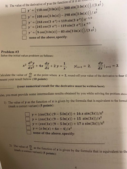 Solved Y 110 Cos 31n X 300 Sin 3 1n X 3x3 Chegg Com