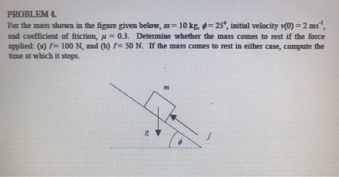 Solved Problem4 For The Mass Shown In The Figure Given Chegg Com
