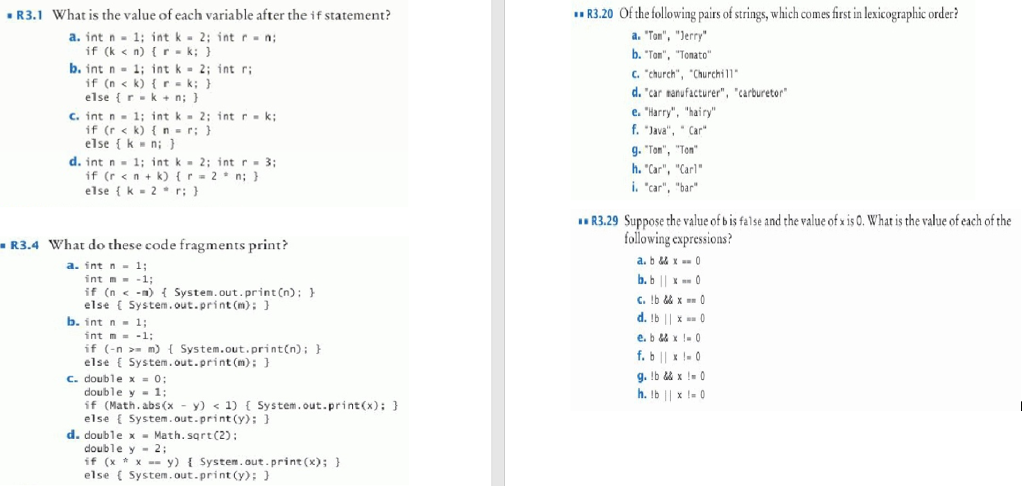 Solved R3 1 What Is The Value Of Each Variable After The Chegg Com