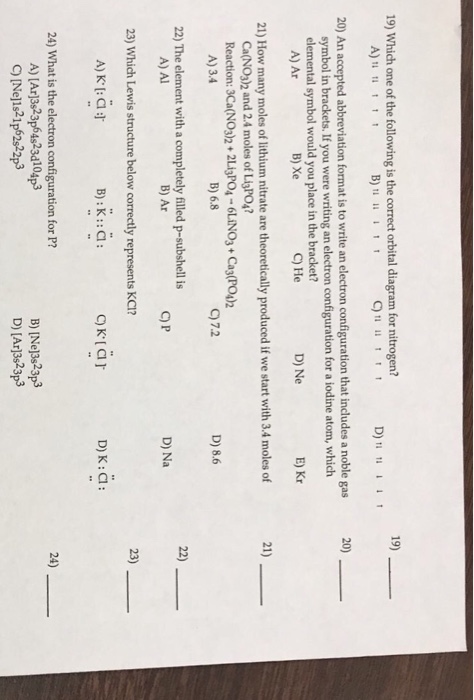 questions answers electron and configuration Following Of The Is Orbital Which The Correct Solved: One