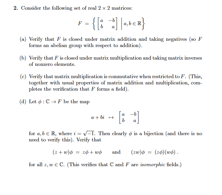 Solved 2. Consider the following set of real 2 2 | Chegg.com