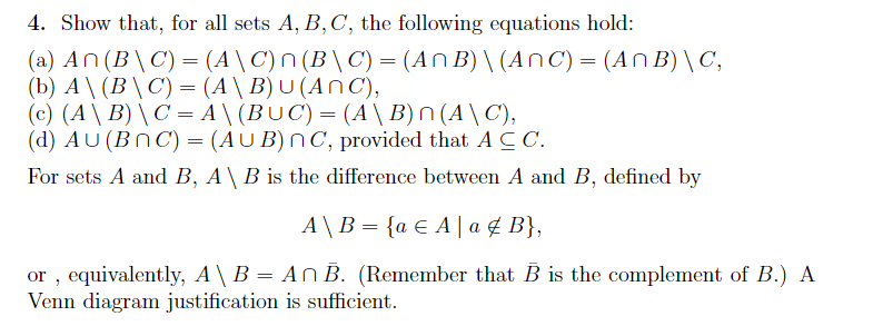 Solved 4 Show That For All Sets A B C The Following Chegg Com