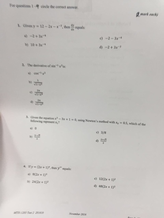 Solved Given Y 12 2x X 3 Then Dy Dx Equals A 2 Chegg Com