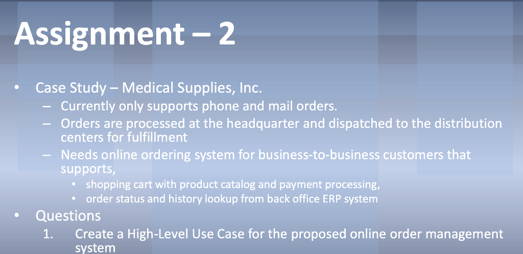 Solved Assignment 2 Case Study Medical Supplies Inc Chegg Com