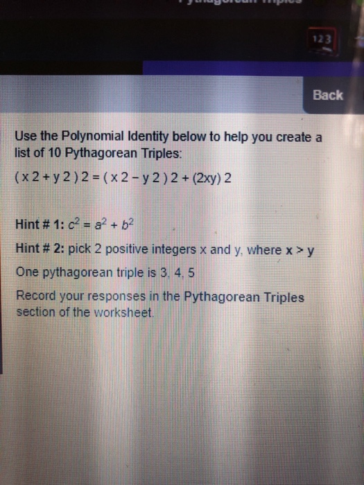 123 Back Use The Polynomial Identity Below To Help Chegg Com