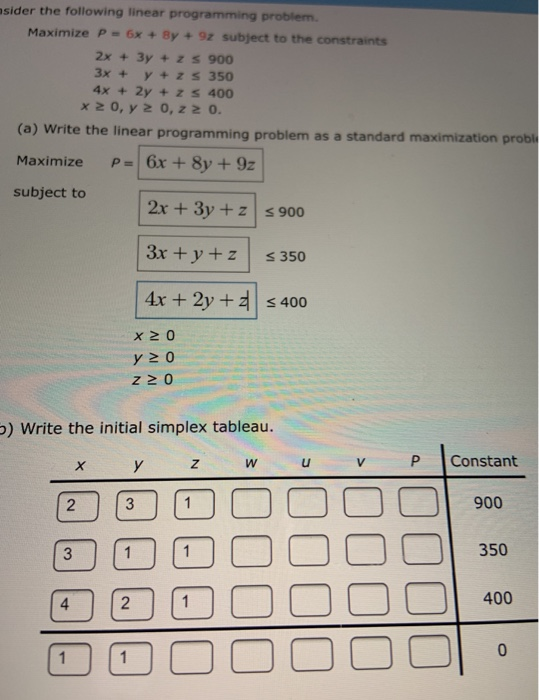 Solved Sider The Following Linear Programming Problem Chegg Com