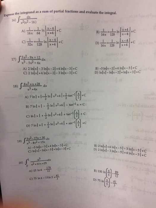 Solved Express The Integrand As A Sum Of Partial Fraction Chegg Com