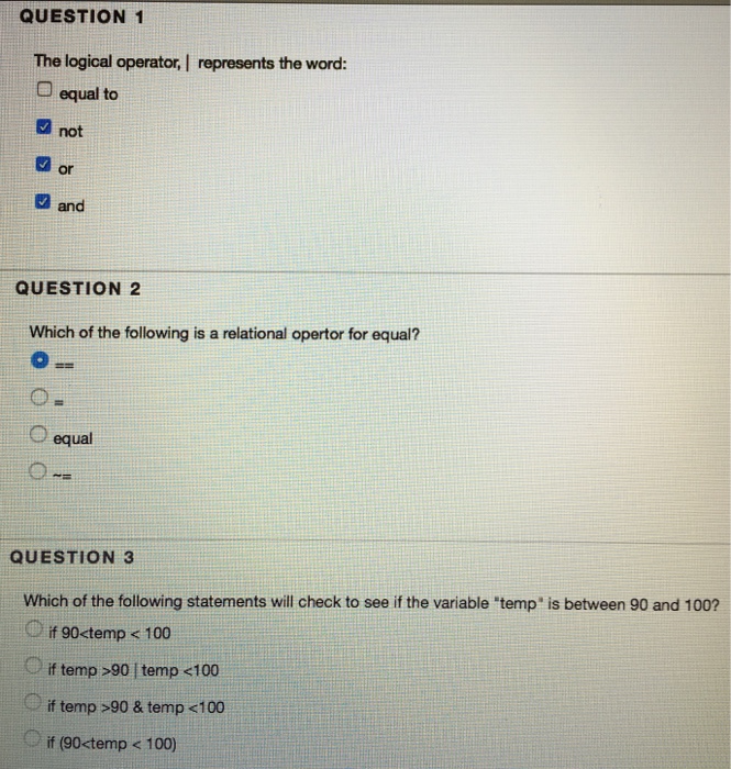 Question 1 The Logical Operator Represents The Chegg 