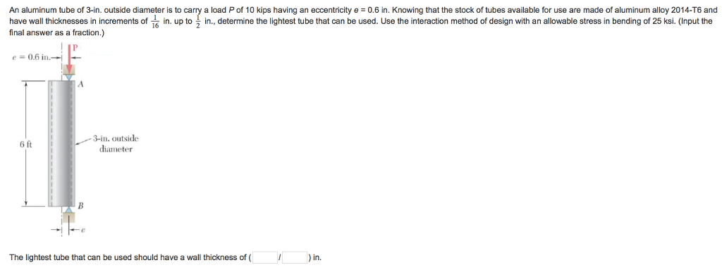 Solved An Aluminum Tube Of 3 In Outside Diameter Is To C Chegg Com