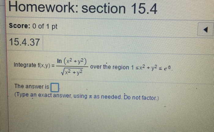 Solved Integral F X Y Ln X 2 Y 2 Squareroot X 2 Chegg Com