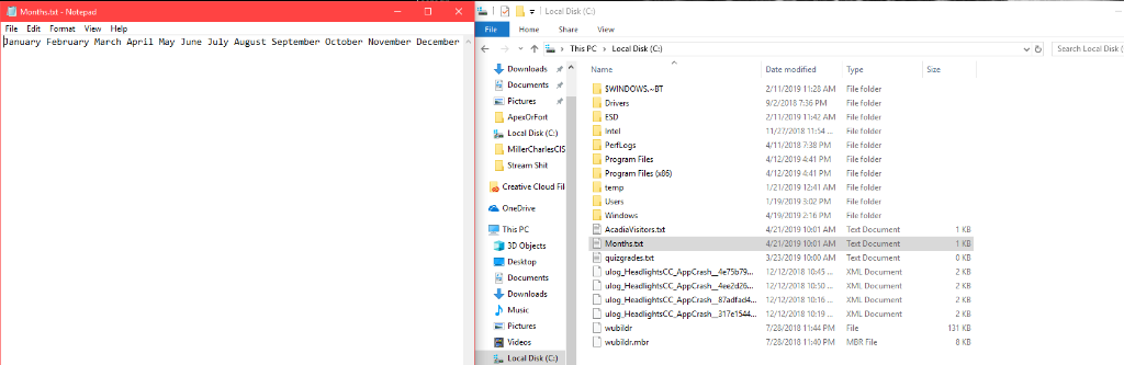Local Disk(C) File Edit Formet View Help anuary February March April May June July August September October November December