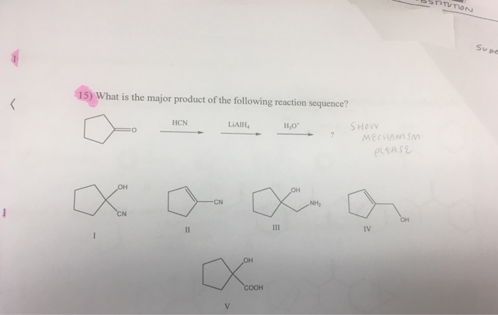 Solved Su Pe T T What Is The Major Product Of The Followi Chegg Com