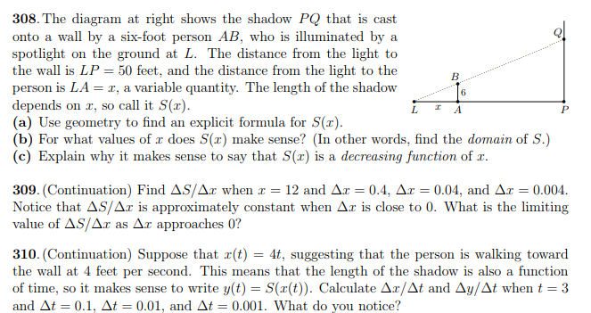 Solved 308. The diagram at right shows the shadow PQ that is