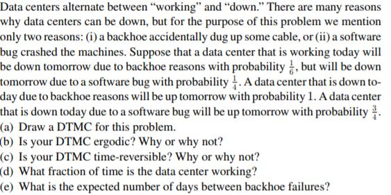 Data centers alternate between working and down. There are many reasons why data centers can be down, but for the purpose