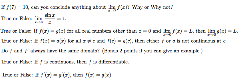 Solved If F 7 10 Can You Conclude Anything About Limx Chegg Com