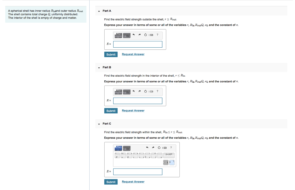 Solved A Spherical Shell Has Inner Radius Rirand Outer Ra Chegg Com