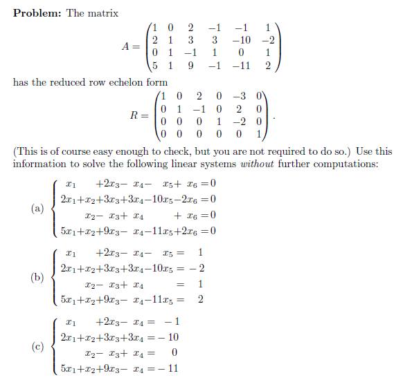Solved Problem The Matrix 1 0 2 1 1 2 1 3 3 10 2 0 1 1