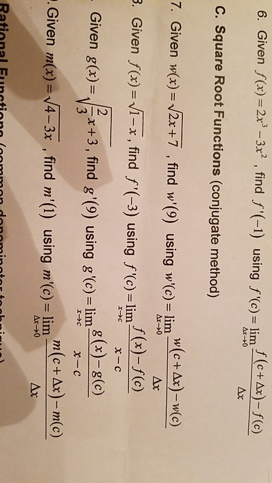 Solved 6 Given F X 2x2 Find F 1 Using O Limc A F E Chegg Com