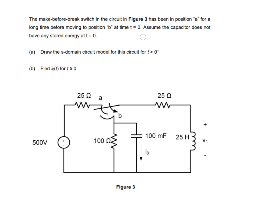 Solved The Make Before Break Switch In The Circuit In Fig