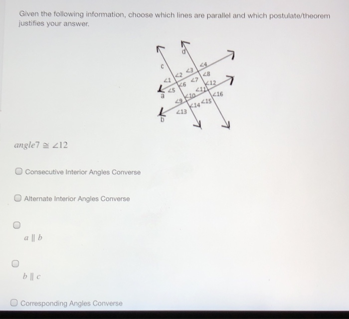 Solved Given The Following Information Choose Which Line