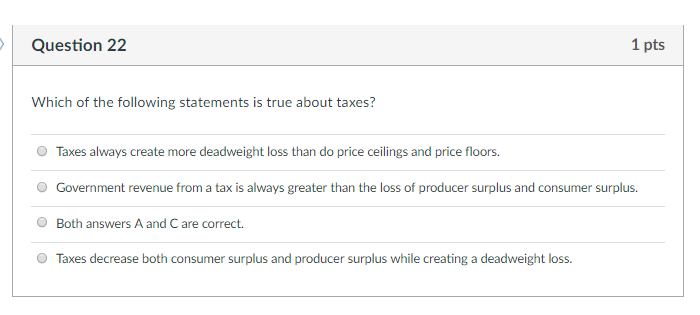 Solved Question 22 1 Pts Which Of The Following Statement