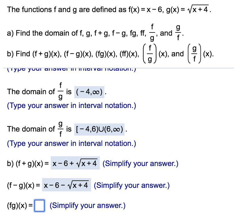 The Functions F And G Are Defined As F X X 6 G X Chegg Com