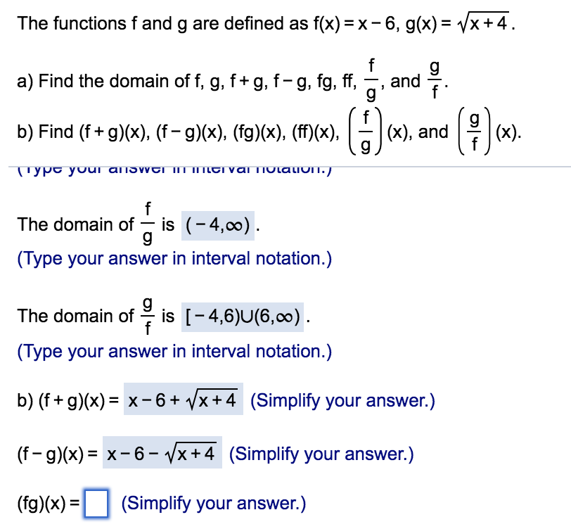 Solved The Functions F And G Are Defined As F X X 6 G X Chegg Com