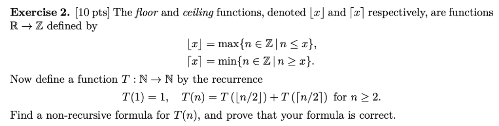 Solved Exercise 2 10 Pts The Floor And Ceiling Functio