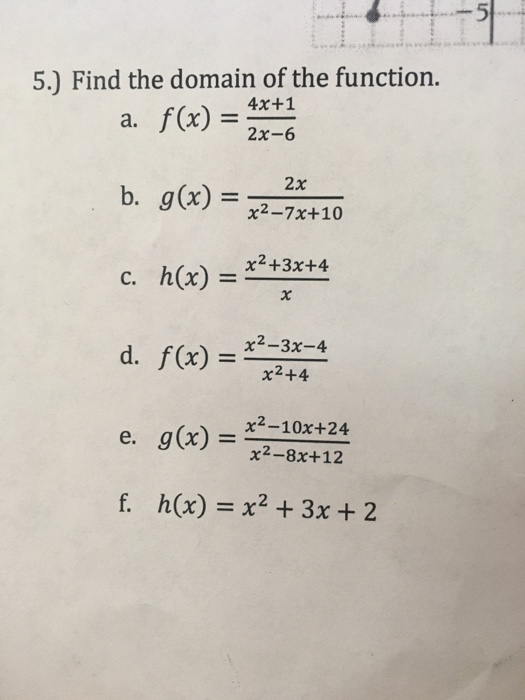 Find The Domain Of The Function F X 4x 1 2x Chegg Com