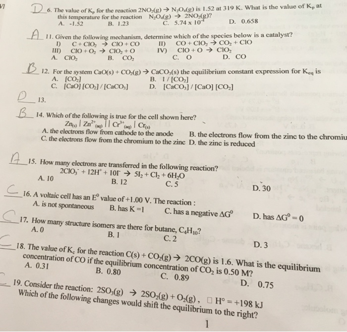 Solved 6 The Value Of K For The Reaction 2no 8 N 0 E Chegg Com