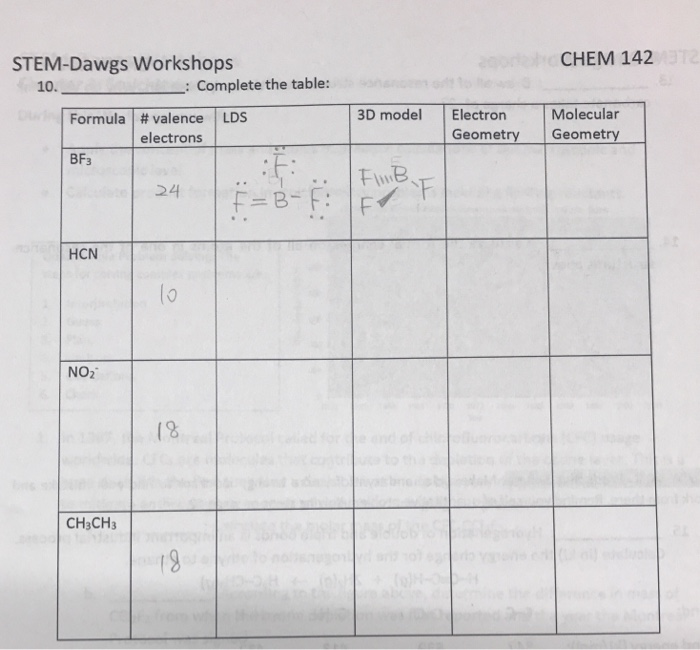 Solved Stem Dawgs Workshops Chem 142 10 Complete The Ta Chegg Com