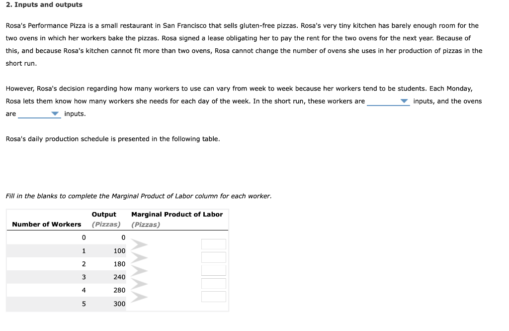 2 Inputs And Outputs Rosa S Performance Pizza Is A Chegg Com