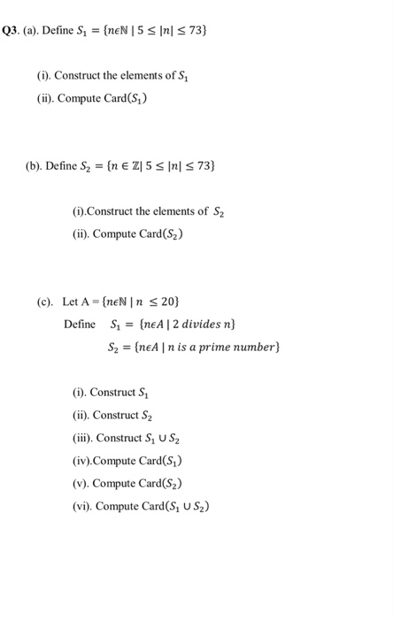 Solved Q1 Find The Cardinality Of The Following Set Ii Chegg Com