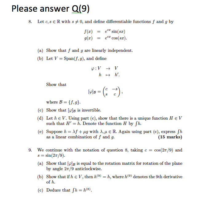 Solved Please Answer Q 9 8 Let C S E R With S 0 And Chegg Com