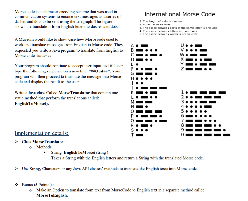 Solved Morse Code Is A Character Encoding Scheme That Was