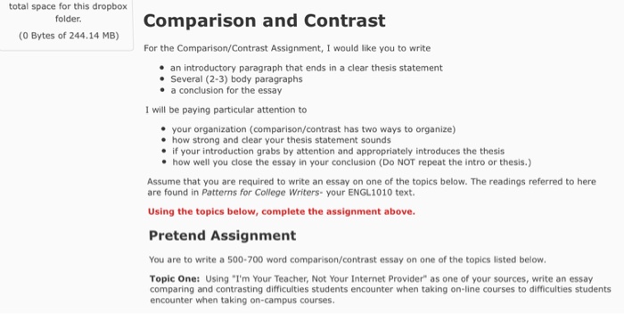 Introduction to a compare and contrast essay
