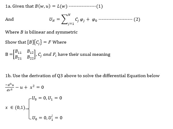 1a Given That B U U L W And J 1 Where B Is Bil Chegg Com