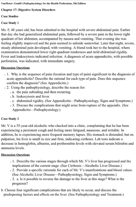 Vanmeter Gould S Pathophysiology For The Health Chegg 