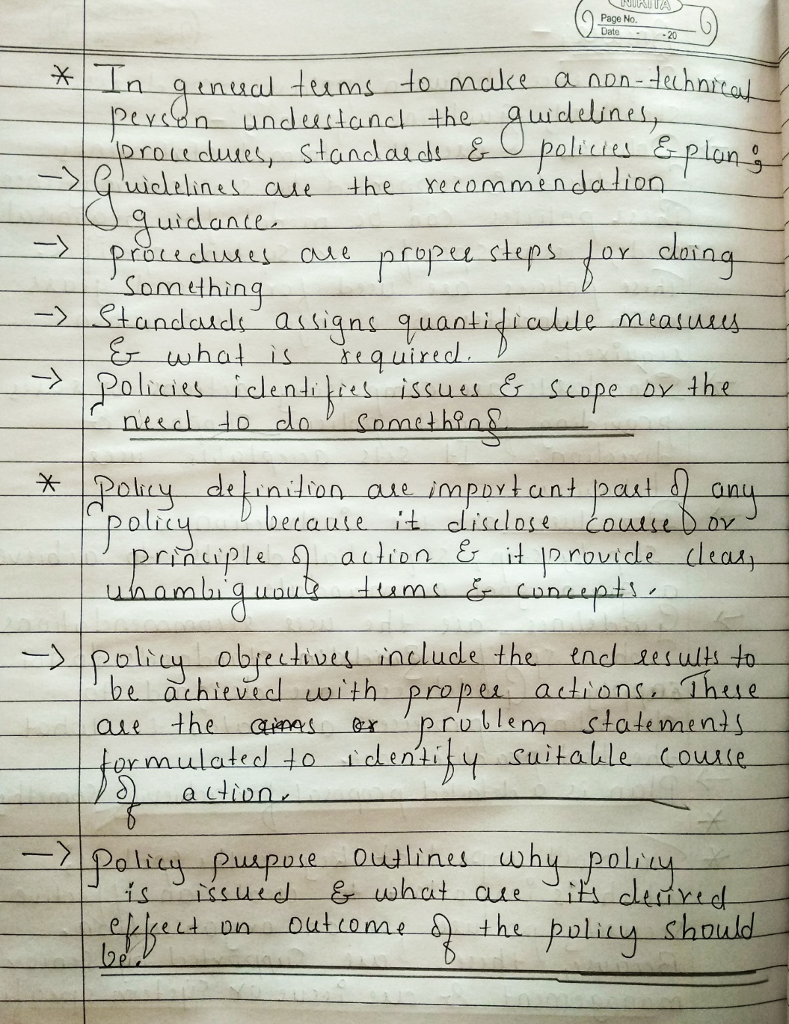 Page No Date ー ->Mtwiolelinescue recommenda Iron the uidance cloin Somthing hae nalude the tnd reuh to be athieved with the policu Shulo