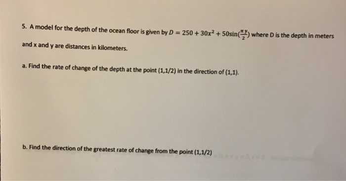 Solved A Model For The Depth Of The Ocean Floor Is Given