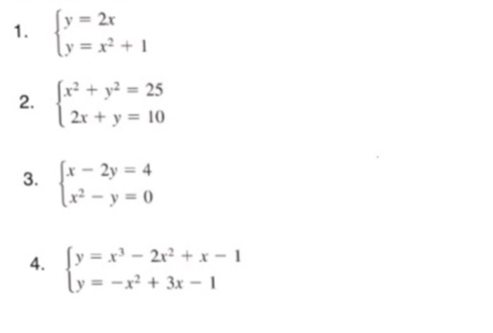 Solved Y 2x 1 X2 1 2 La X2 Y2 25 2x Y 10 X 2y 4 Chegg Com
