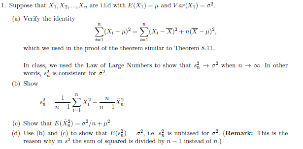 Solved 1 Suppose That X1 X2 Are Iid With E Xi M Chegg Com