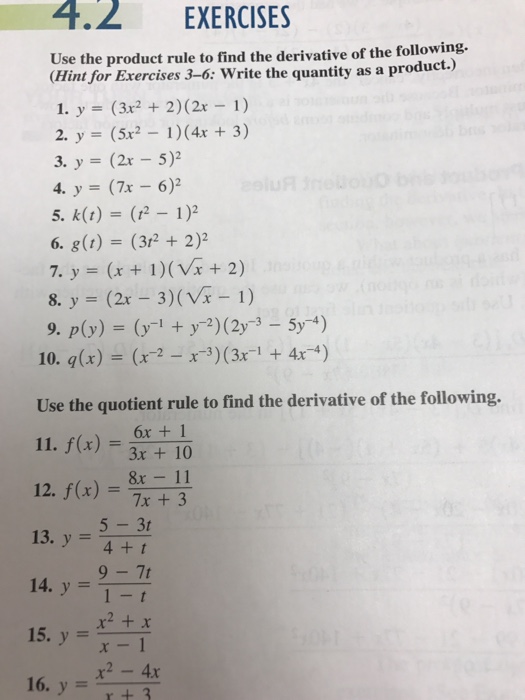 Use The Product Rule To Find The Derivative Of The Chegg Com