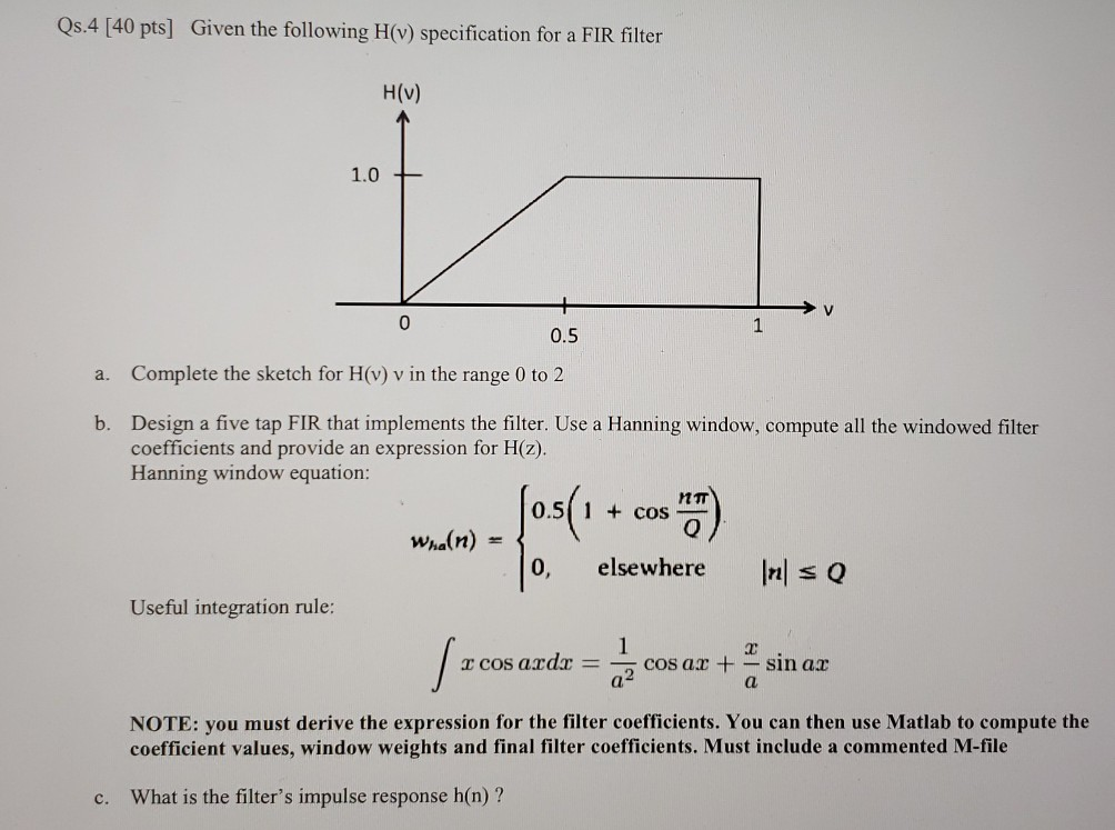 Qs 4 40 Pts Given The Following H V Specificati Chegg Com