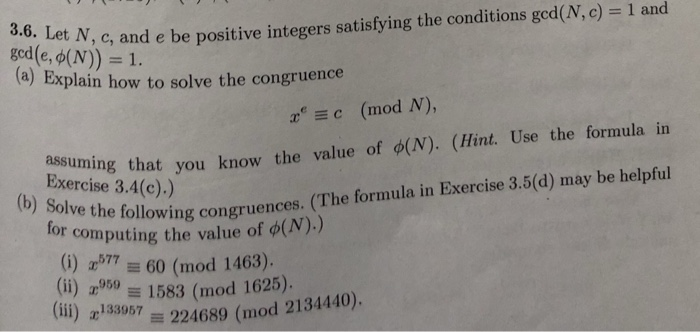 Solved Gcd E O V C And E Be Positive Integers Satisfyi Chegg Com