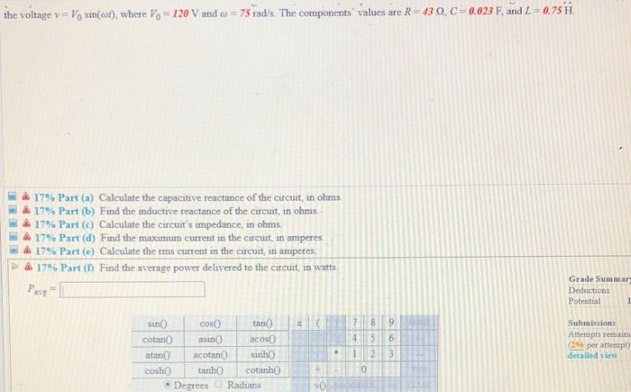 Solved 10 Problem 7 A Series Ac Circuit Contains A Vo Chegg Com