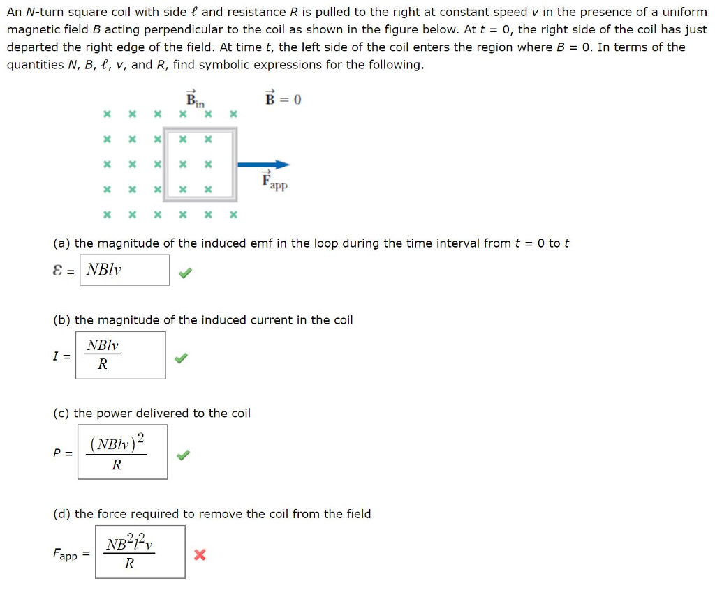 Solved An N Turn Square Coil With Side F And Resistance R Chegg Com