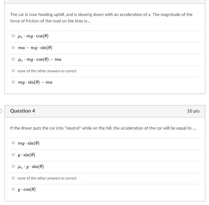 Solved The Following Questions Refer To A Car Of Mass M O Chegg Com