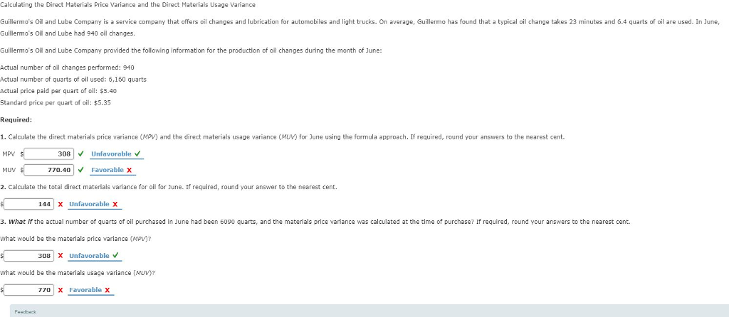 Solved Calculating the Direct Materials Price Variance and | Chegg.com