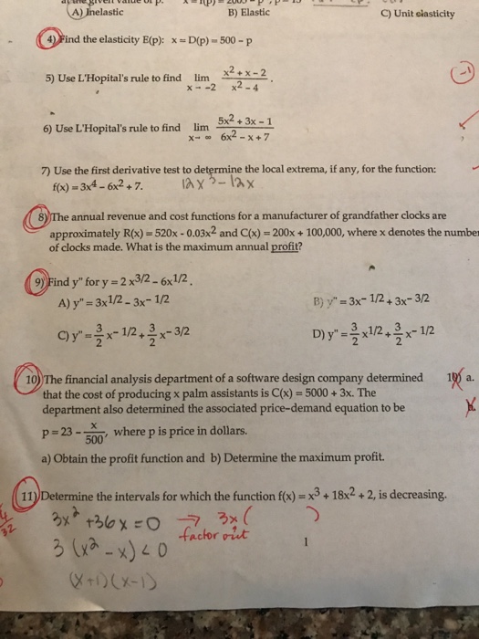 Solved A Jinelastic B Elastic C Unit Elasticity 4find Chegg Com